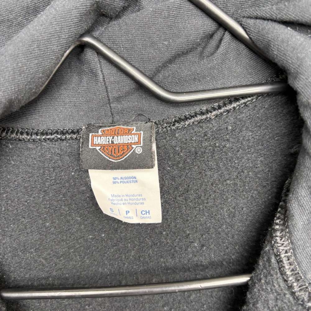 Harley-Davidson Hoodie Womens Small Vintage Rides Full Zip Black Sweatshirt Y2K - Picture 6 of 12